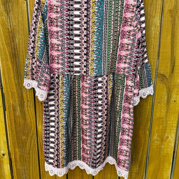 NWT Charming Charlie Lace Trimmed Pink Blush Dress 3/4 sleeve Sz. Small - Picture 9 of 11